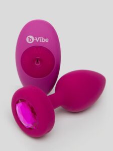 B-Vibe Remote Control Rechargeable Vibrating Silicone Jewelled Butt Plug — Sex Toys • Pink