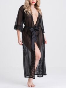 Lovehoney Lingerie Lovehoney Empress Black Mesh Long Robe - One size — Lingerie • Black Australia Lovehoney Lingerie Lovehoney Empress Black Mesh Long Robe - One size — Lingerie • Black