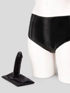 LATE X Latex Anal Penetrator Dildo Pants - Small — Lingerie • Black