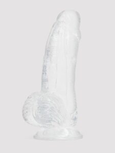 Excellent Power Ice Crystals Girthy Transparent Dildo with Balls 6.5 Inches — Sex Toys • Clear