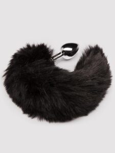 DOMINIX Deluxe Stainless Steel Medium Faux Fur Animal Tail Butt Plug — Sex Toys • Black