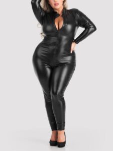 Lovehoney Lingerie Lovehoney Plus Size Fierce Wet Look Zip-Around Catsuit - 3X / 4X — Lingerie • Black Australia Lovehoney Lingerie Lovehoney Plus Size Fierce Wet Look Zip-Around Catsuit - 3X / 4X — Lingerie • Black
