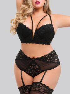 Lovehoney Lingerie Lovehoney Plus Size Parisienne Black Lace Plunge Longline Bra Set - 5X / 6X — Lingerie • Black Australia Lovehoney Lingerie Lovehoney Plus Size Parisienne Black Lace Plunge Longline Bra Set - 5X / 6X — Lingerie • Black