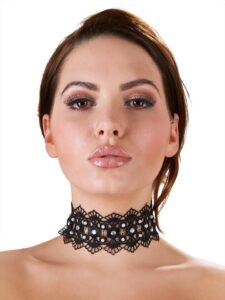 Cottelli Black Lace Rhinestone Choker - One size — Lingerie • Black Australia Cottelli Black Lace Rhinestone Choker - One size — Lingerie • Black