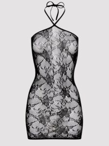 Lovehoney Lingerie Lovehoney Plus Size Treasure Chest Black Lace Mini Dress - One Size Queen — Lingerie • Black