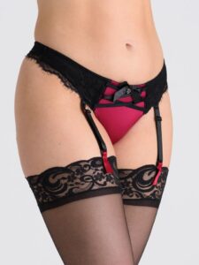 Lovehoney Lingerie Lovehoney Boudoir Belle Cherry Suspender Thong - Medium — Erotic • Black