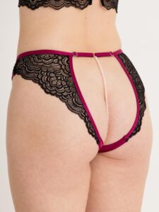 Lovehoney Lingerie Lovehoney Satin Romance Black Open-Back Pearl Crotchless Knickers - One size — Erotic • Black Australia Lovehoney Lingerie Lovehoney Satin Romance Black Open-Back Pearl Crotchless Knickers - One size — Erotic • Black