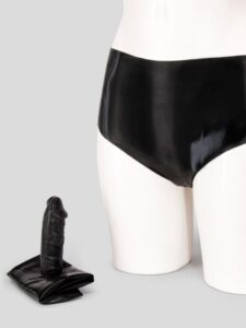 LATE X Latex Brief with Inner Dildo - Small — Lingerie • Black