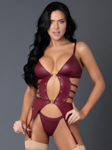 Exposed Lust Burgundy Wet Look Cut Out Basque Set - L / XL — Lingerie • Red Australia Exposed Lust Burgundy Wet Look Cut Out Basque Set - L / XL — Lingerie • Red