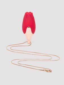 Unbranded PATINA Rechargeable Vibrating Silicone Rose Necklace — Sex Toys • Red