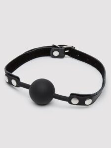 Bondage Boutique Faux Leather Medium Silicone Ball Gag - Black
