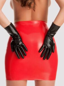 Rubber Girl Black Latex Gloves - Small - Black