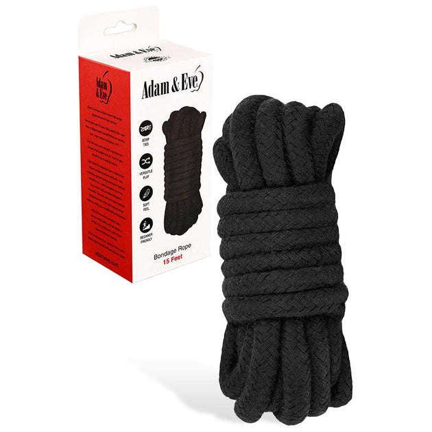 Adam & Eve BONDAGE ROPE - 4.5 metre (15 feet) - Black Bondage Rope - 4.5 metre Length Global Shipping