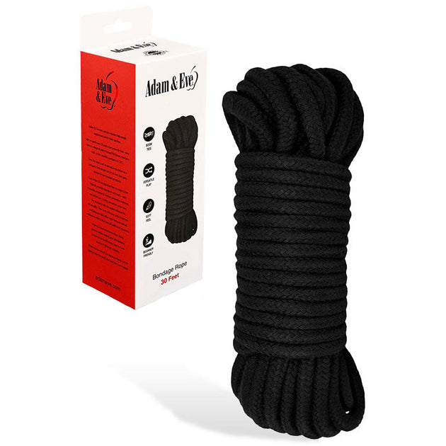 Adam & Eve BONDAGE ROPE - 9 metre (30 feet) - Black Bondage Rope - 9 metre Length Global Shipping