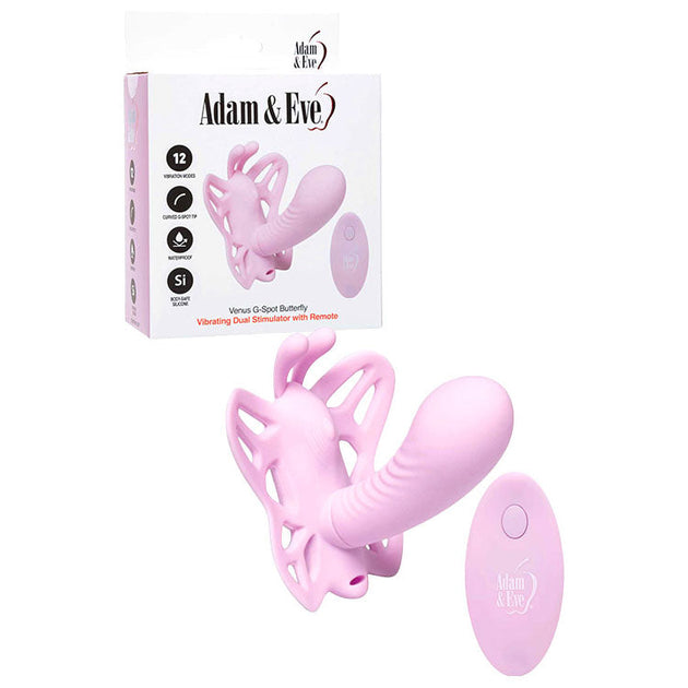 Adam & Eve VENUS G-SPOT BUTTERFLY - Pink USB Rechargeable Wearable Butterfly Vibrator with Remote Global Shipping