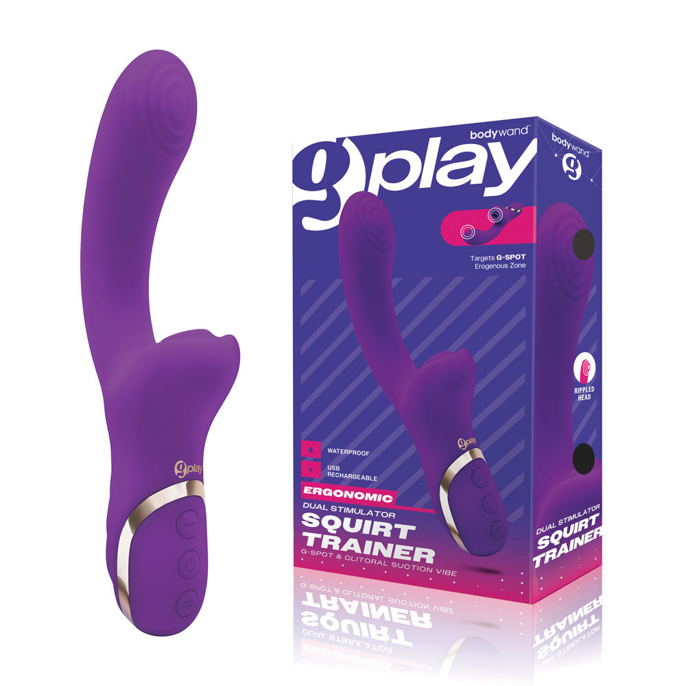 Bodywand G-Play Dual Stimulator Squirt Trainer - Purple 22 cm USB Rechargeable Rabbit Vibrator with Air Pulsation Global Shipping
