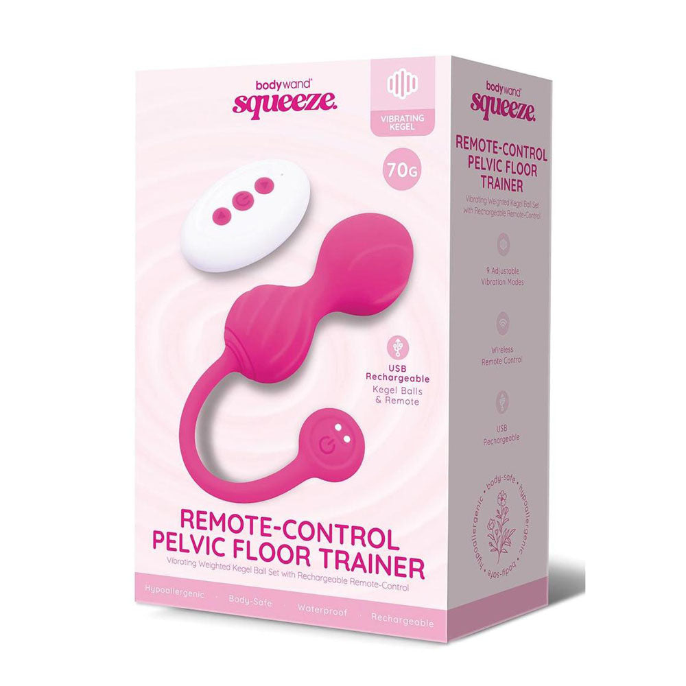 Bodywand Squeeze Remote-Control Pelvic Floor Trainer - Pink USB Rechargeable Weighted Kegel Balls with Remote Global Shipping