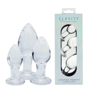 Clarity – Utopian Trinity – Clear Glass Butt Plugs – Set of 3 Sizes