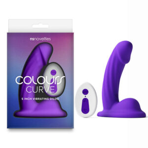 Colours Curve – Vibrating 5” Dildo – Purple – Purple 12.6 cm USB Rechargeable Vibrating Dildo with Wireless Remote