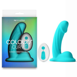 Colours Curve – Vibrating 5” Dildo – Teal – Teal 12.6 cm USB Rechargeable Vibrating Dildo with Wireless Remote