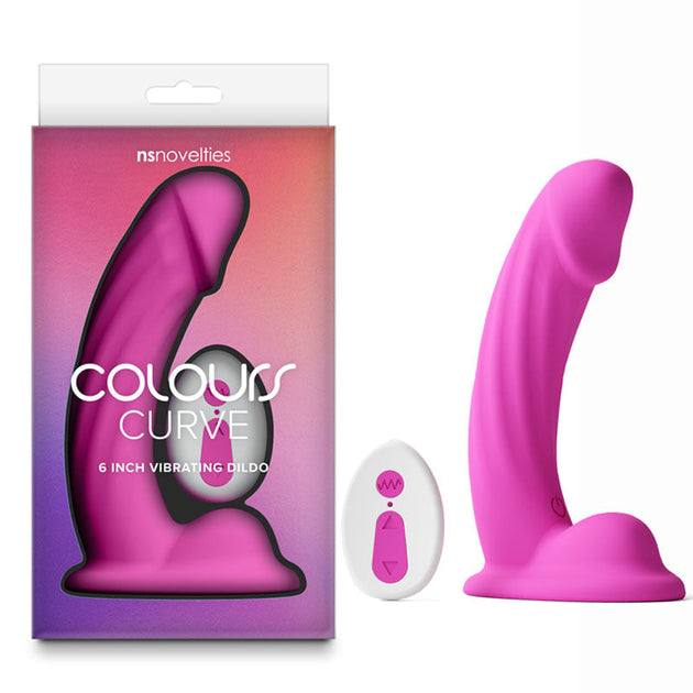 Colours Curve - Vibrating 6'' Dildo - Pink - Pink 16.4 cm USB Rechargeable Vibrating Dildo with Wireless Remote Global Shipping