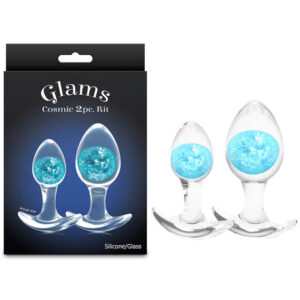 Glams Cosmic 2pc Kit – Blue – Clear/Blue Butt Plugs – Set of 2 Sizes