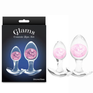 Glams Cosmic 2pc Kit – Pink – Clear/Pink Butt Plugs – Set of 2 Sizes
