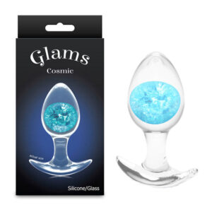 Glams Cosmic – Medium – Blue – Clear/Blue 9.5 cm Small Butt Plug
