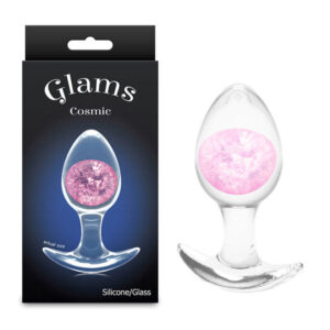 Glams Cosmic – Medium – Pink – Clear/Pink 9.5 cm Small Butt Plug