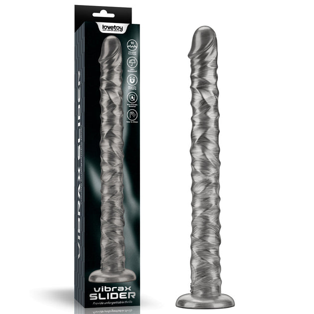 King Sized Vibrating Vibrax Slider - Grey 40.8 cm (16'') USB Rechargeable Vibrating Dildo Global Shipping