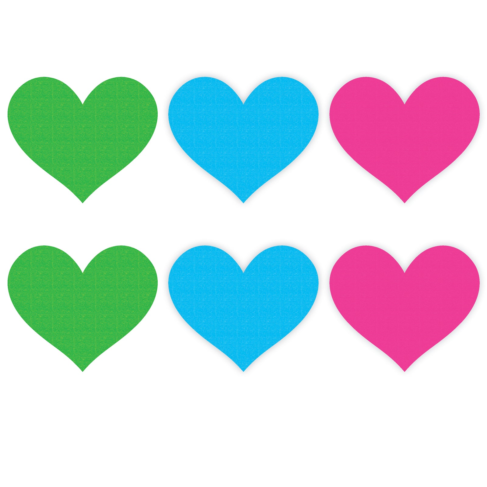 Neon Heart Pasties 3 Pk Green/Blue/Pink Global Shipping