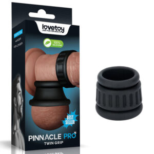 Pinnacle Pro Twin Grip Enhancer – Black Cock & Balls Ring