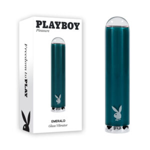 Playboy Pleasure EMERALD – Blue 9.1 cm USB Rechargeable Glass Tipped Bullet