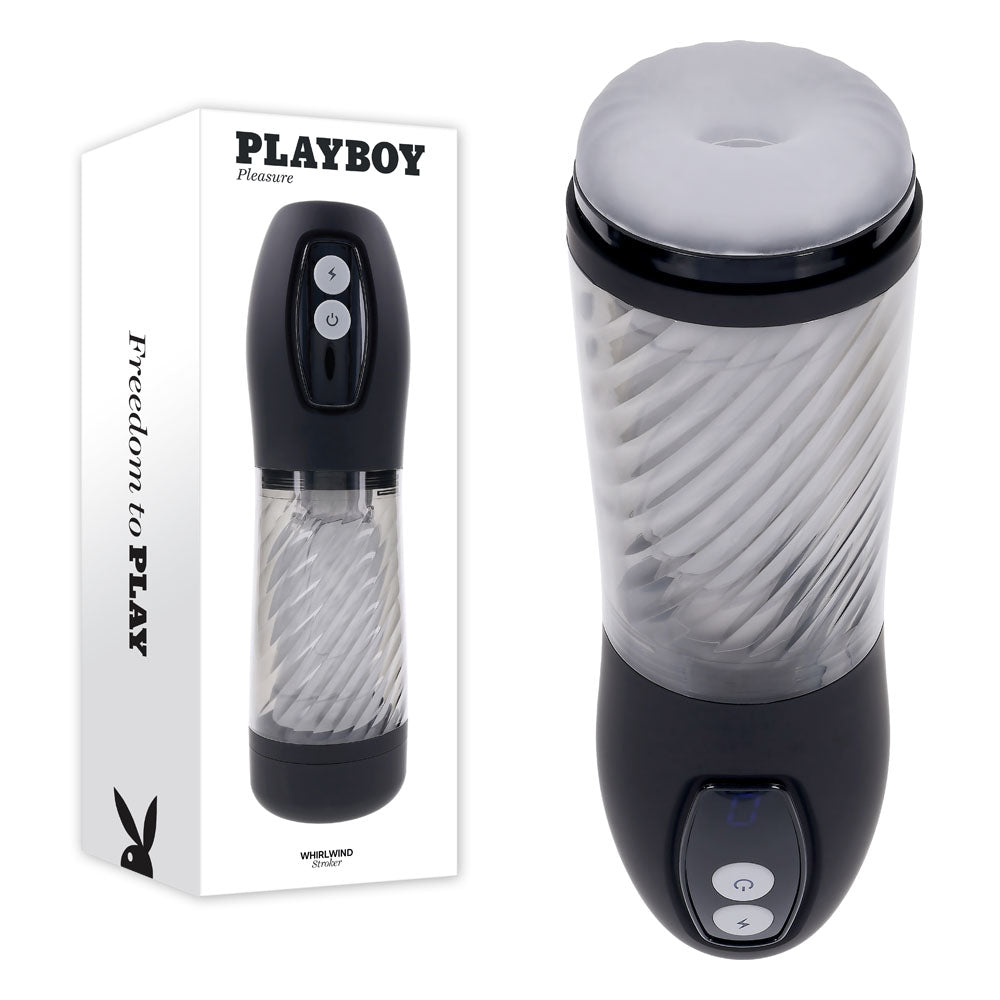 Playboy Pleasure WHIRLWIND - Clear USB Rechargeable Thrusting and Spinning Auto Stroker Global Shipping