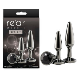 Rear Assets Tapered Trainer Kit - Gunmetal - Gunmetal Grey Metal Butt Plugs - Set of 2 Sizes Global Shipping