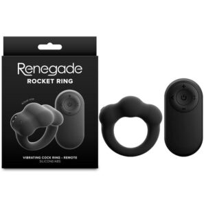 Renegade Rocket Ring – Black – Black USB Rechargeable Vibrating Cock Ring with Wireless Remote