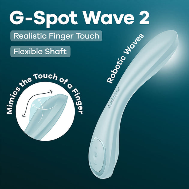Satisfyer G-Spot Wave 2 - Ice Blue - Ice Blue 23.6 cm USB Rechargeable Flicking Tip Vibrator Global Shipping