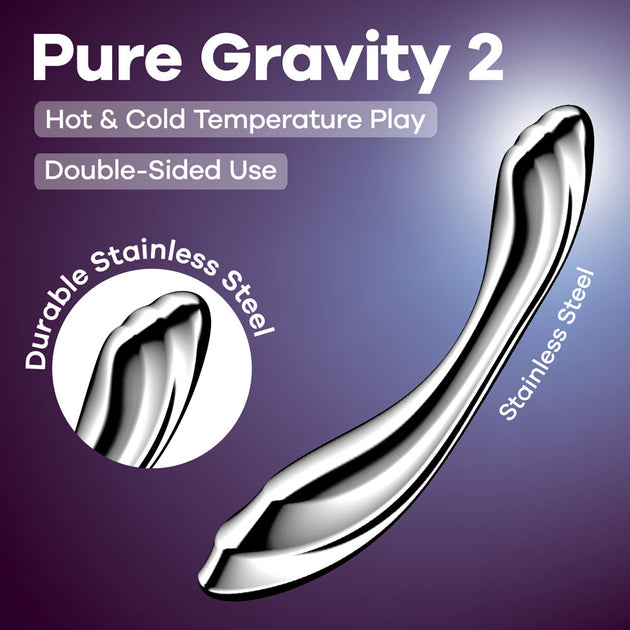 Satisfyer Pure Gravity 2 - Chrome Steel 21 cm Dildo Global Shipping