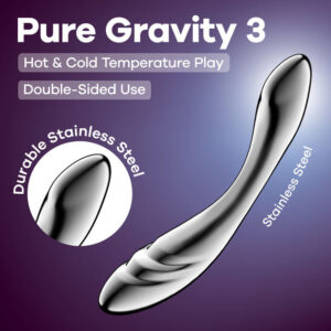 Satisfyer Pure Gravity 3 - Chrome Steel 21 cm Dildo Global Shipping