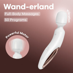 Satisfyer Wand-erland - White - White/Rose Gold USB Rechargeable Massage Wand Global Shipping Satisfyer Wand-erland – White – White/Rose Gold USB Rechargeable Massage Wand