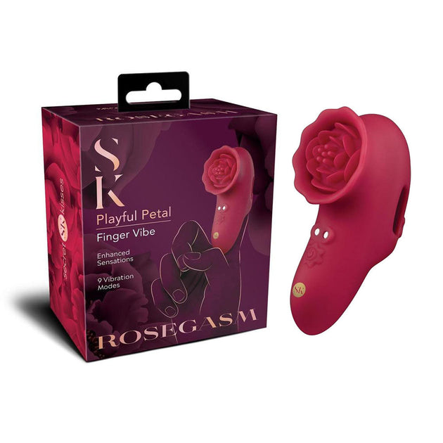 Secret Kisses ROSEGASM PLAYFUL PETAL - Red USB Rechargeable Finger Stimulator Global Shipping