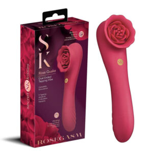 Secret Kisses ROSEGASM ROSE QUAKE – Red 18.8 cm USB Rechargeable Dual Ended Tapping Vibrator