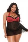 Sophia Halter Babydoll & Panty Black, Red 1X2X Global Shipping